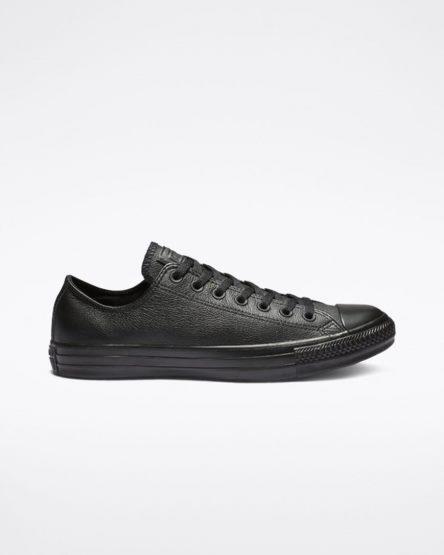 Men's Converse Chuck Taylor All Star Leather Low Top Shoes Black | AU 94305Y